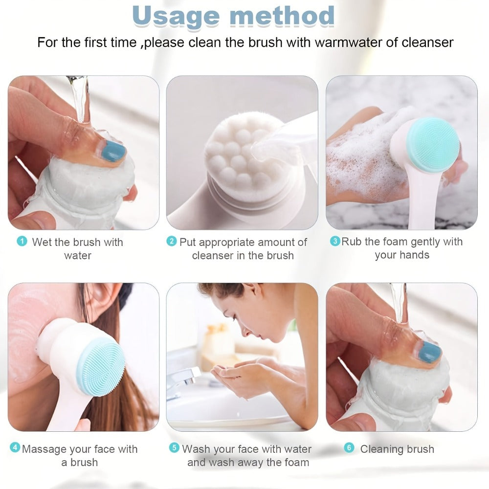 Face Cleansing Brush Set 7pcs Spa Skincare Kit – Mask Brush Scrub Brush Detailing Brush Velvet Headband & Wash Bag