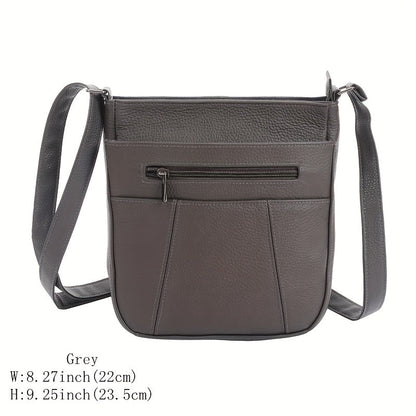 Genuine Leather Messenger Bag for Men Women Anti-Theft Zipper Multi-Pocket Shoulder Crossbody Bag Laptop Organizer Spacious Handbag Purse