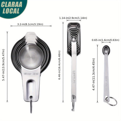 Measuring Cups and Spoons Set Stainless Steel 13-Piece 20-Piece with Leveler Baking for Home Cooking, Dining and Outdoor Meals