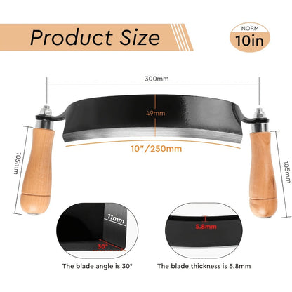 Draw Knife Woodworking Tool Curved, 5" 8" 10" Drawknife Debarking Shave Tool with Ergonomic Handle, Wood Bark Stripper for Timber Framing