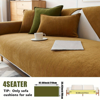 Sofa Cover Ribbed Chenille Stretch Panels for 1 to 4 Seats, Armrests or Cushions with Model-Specific Size and Color Options