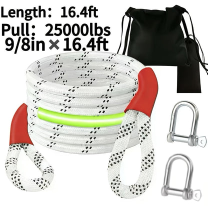Recovery Tow Strap Heavy Duty – Up to 48000 LBS Break Strength, Kinetic Tow Rope with 2 D-Ring Shackles, Reflective Safety Flag & Storage