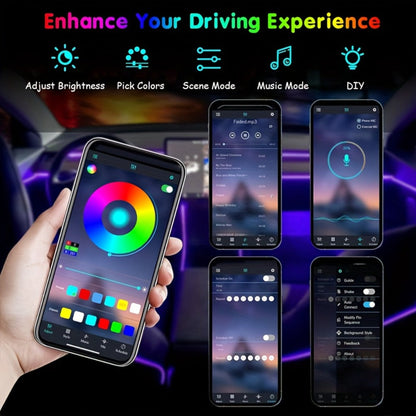 Car Interior Ambient Light Strip with Eight-Color App Control, Music-Responsive Modes and Two Checkout Configurations