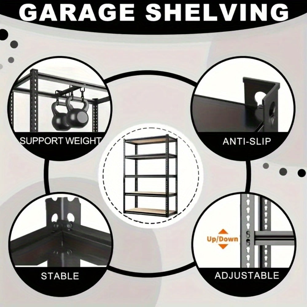 Metal Shelving Unit 72 Inch, Adjustable Steel Storage Rack for Garage, Warehouse, Home & Office, Industrial Style Utility Shelf