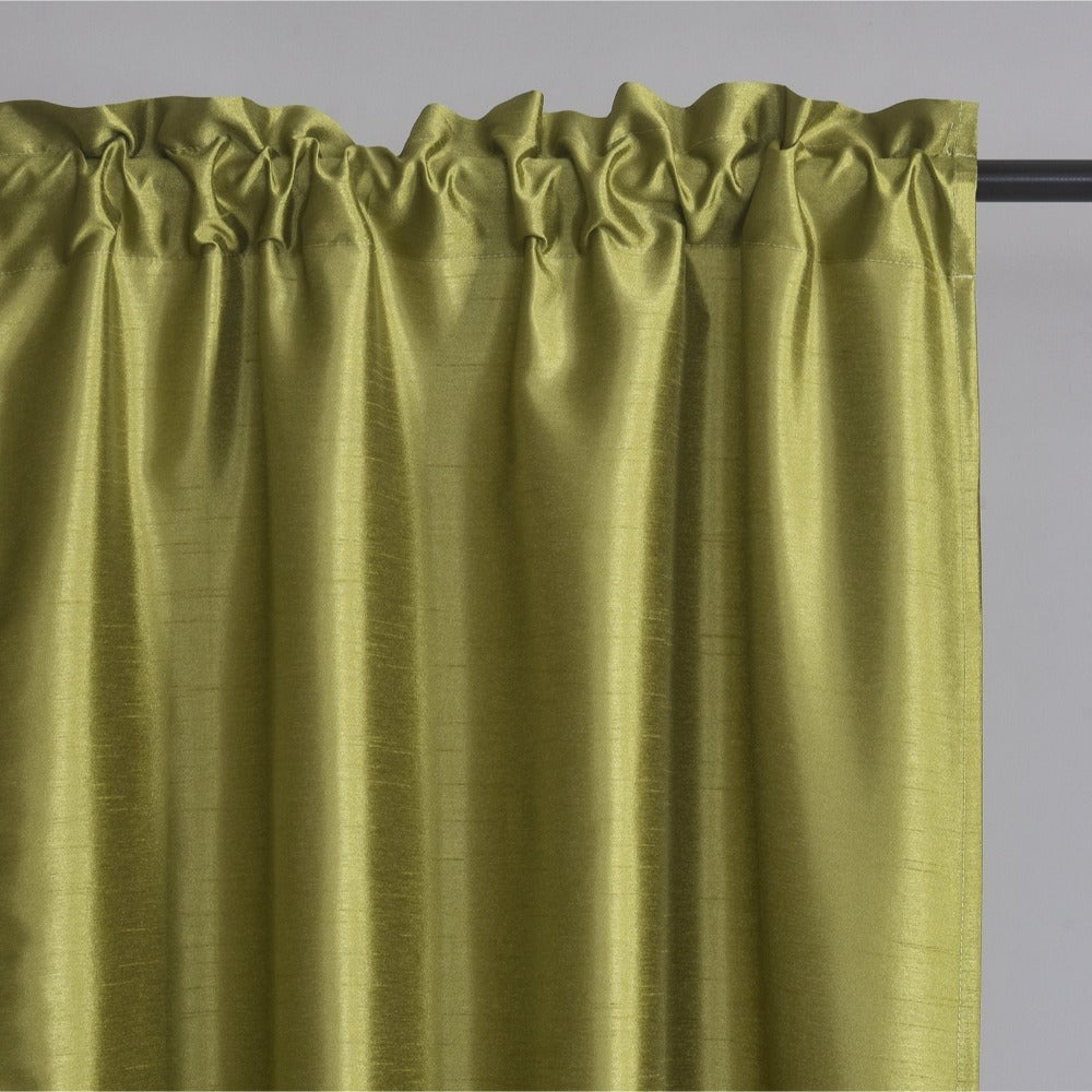 Three-Piece Faux Silk Window Curtain Set with Rod-Pocket Valance, Two 26 x 36-Inch Tiers and Eleven Colors