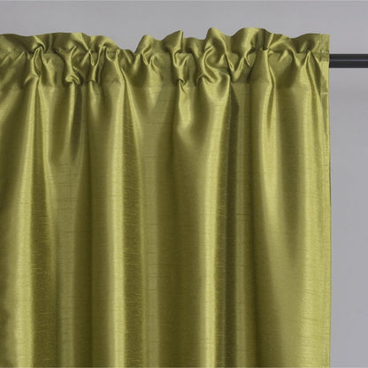Three-Piece Faux Silk Window Curtain Set with Rod-Pocket Valance, Two 26 x 36-Inch Tiers and Eleven Colors