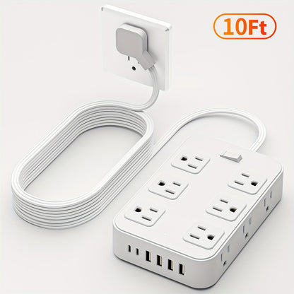 Wide Outlet Surge Protector Power Strip 18-in-1 with 12 Widely Spaced AC Outlets 4 USB-A 2 USB-C Ports Safe Portable Desktop Charging