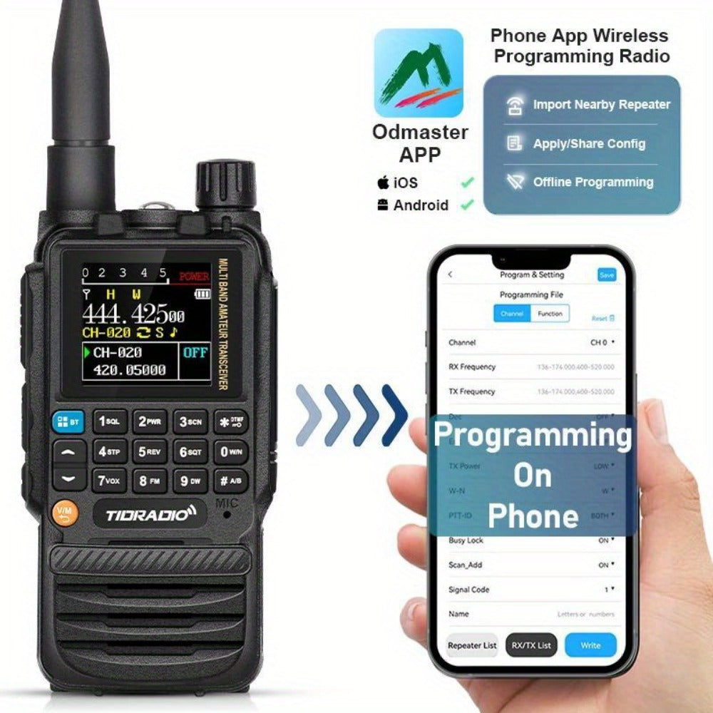 TIDRADIO TD-H3 Ham Radio GMRS Handheld Two Way Radio with USB-C Programming Charging, Long Range 2500mAh Battery