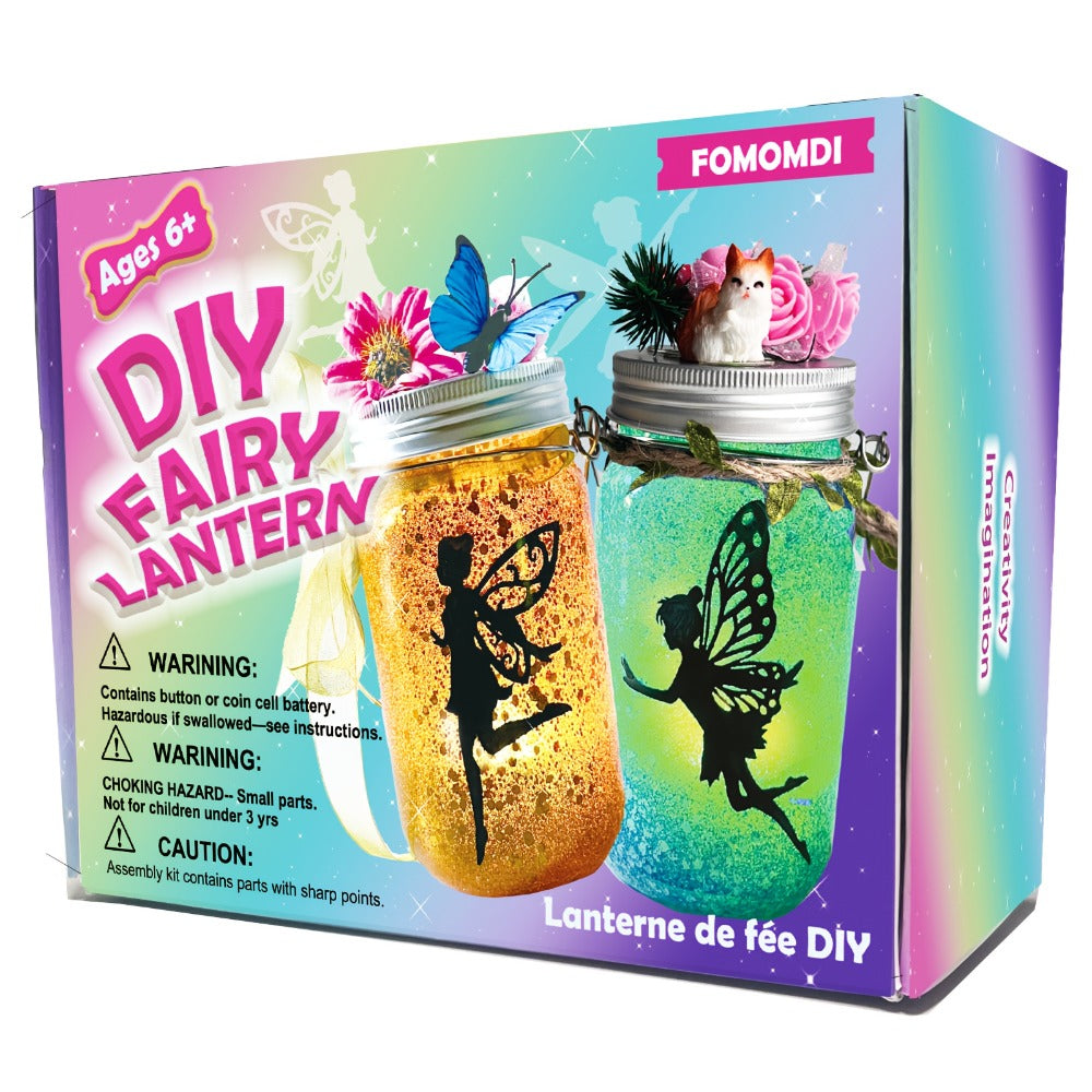 Fairy Mason Jar Lantern Craft Kit for Two Lights with Color-Changing LED Candles and Remote Control