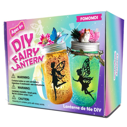 Fairy Mason Jar Lantern Craft Kit for Two Lights with Color-Changing LED Candles and Remote Control