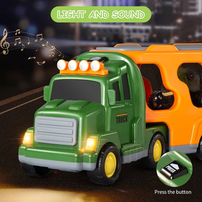 Push-Action Dinosaur Truck Toy 7-in-1 for Kids Ages 3-5 with 3 Dino Figures with the Listed Color, Size or Set Options for Everyday Use