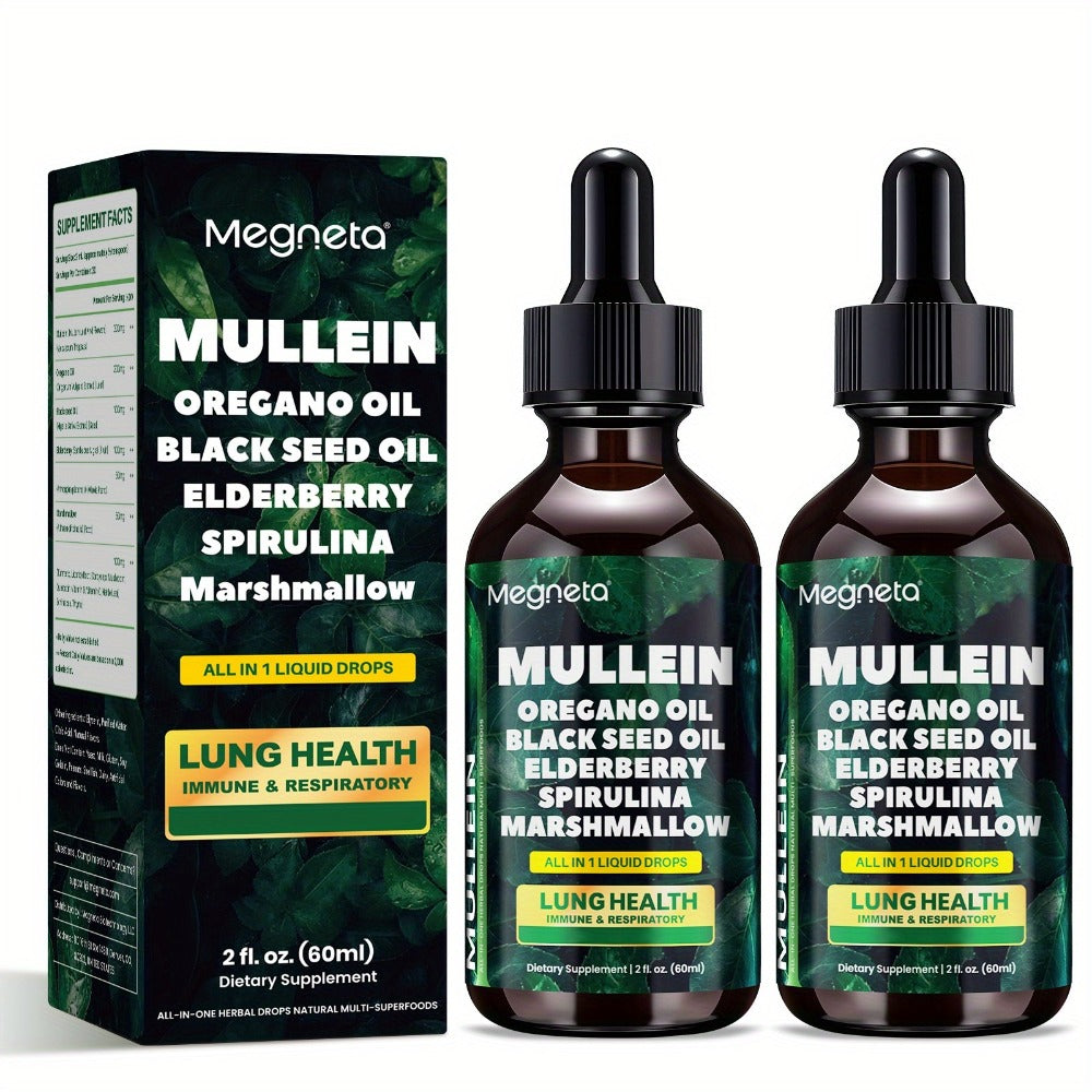 Mullein Leaf Liquid Drops for Lung Health & Respiratory Support, Natural Herbal Formula for Breathing Comfort