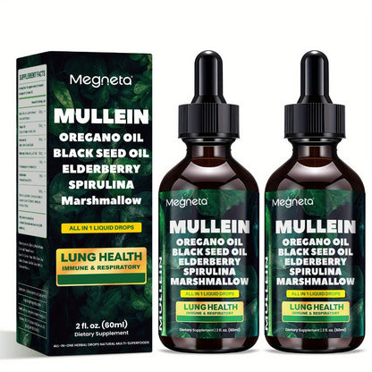Mullein Leaf Liquid Drops for Lung Health & Respiratory Support, Natural Herbal Formula for Breathing Comfort