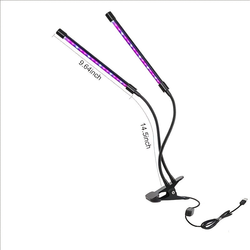 Clamp-On Red Blue LED Plant Lamp with 3, 4 or 5 Flexible Light Bars and USB Control for Shelves