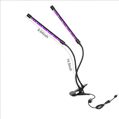 Clamp-On Red Blue LED Plant Lamp with 3, 4 or 5 Flexible Light Bars and USB Control for Shelves