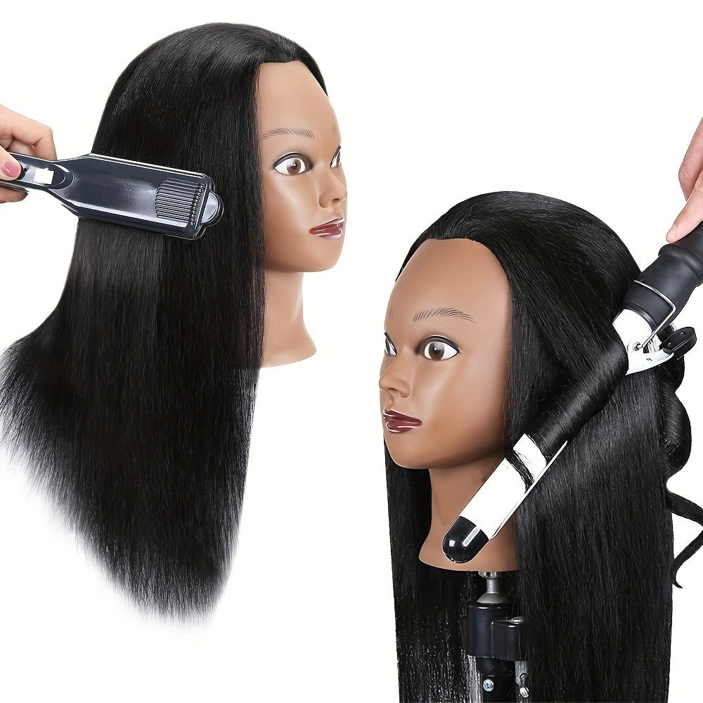 Mannequin Head with Hair 18 Inch Cosmetology Training Practice Doll Head | Hair Styling Cutting Braiding Clamp Holder Comb Clip Students