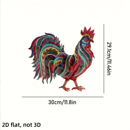 Metal Chicken Decoration 2D Flat Iron Art Farmhouse Decor | Rustic Country-Style Floor Standing Statue for Garden Backyard Courtyard Kitchen
