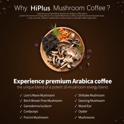 Instant Mushroom Coffee Powder 7oz with Lion's Mane Chaga Reishi Cordyceps Turkey Tail Arabica