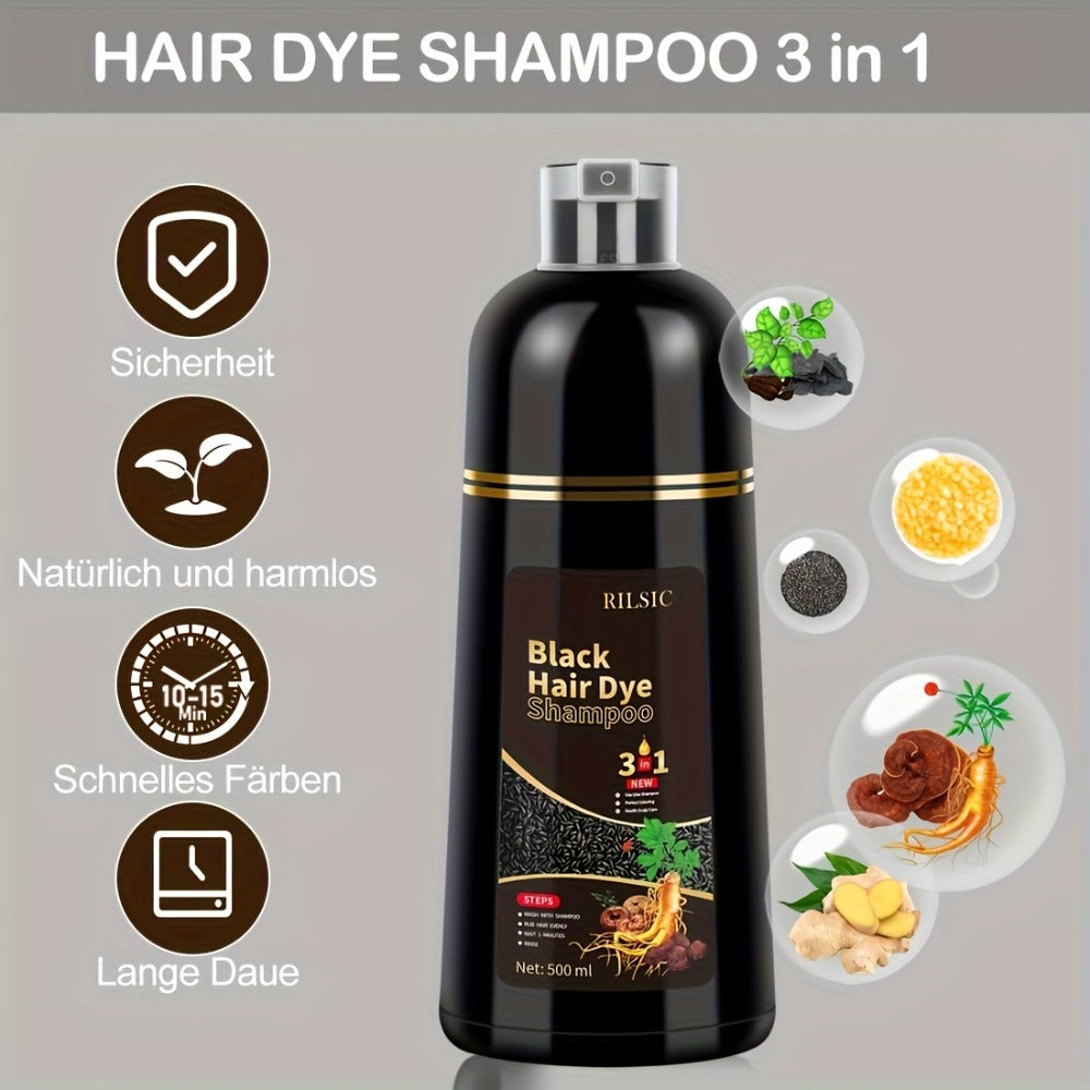 Grey Hair Coverage Shampoo 2 Pack 3-in-1 Herbal Hair Dye Kit with Plant-Based Squalane Colors for Bath Time, Home Spa and Personal Care