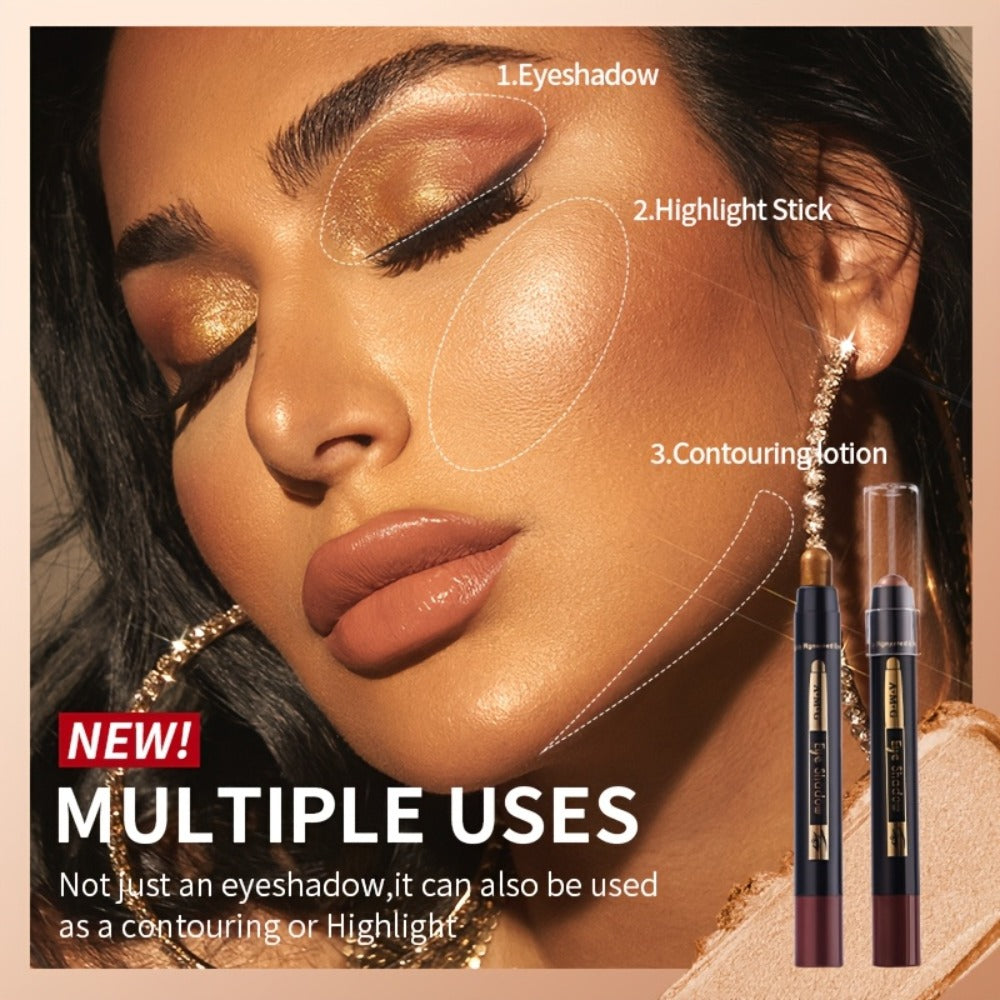 Waterproof Eyeshadow Pencil Set 6 Colors, Metallic & Matte Glitter Highlight Eyeliner Crayons, Smudge-Proof Eye Makeup