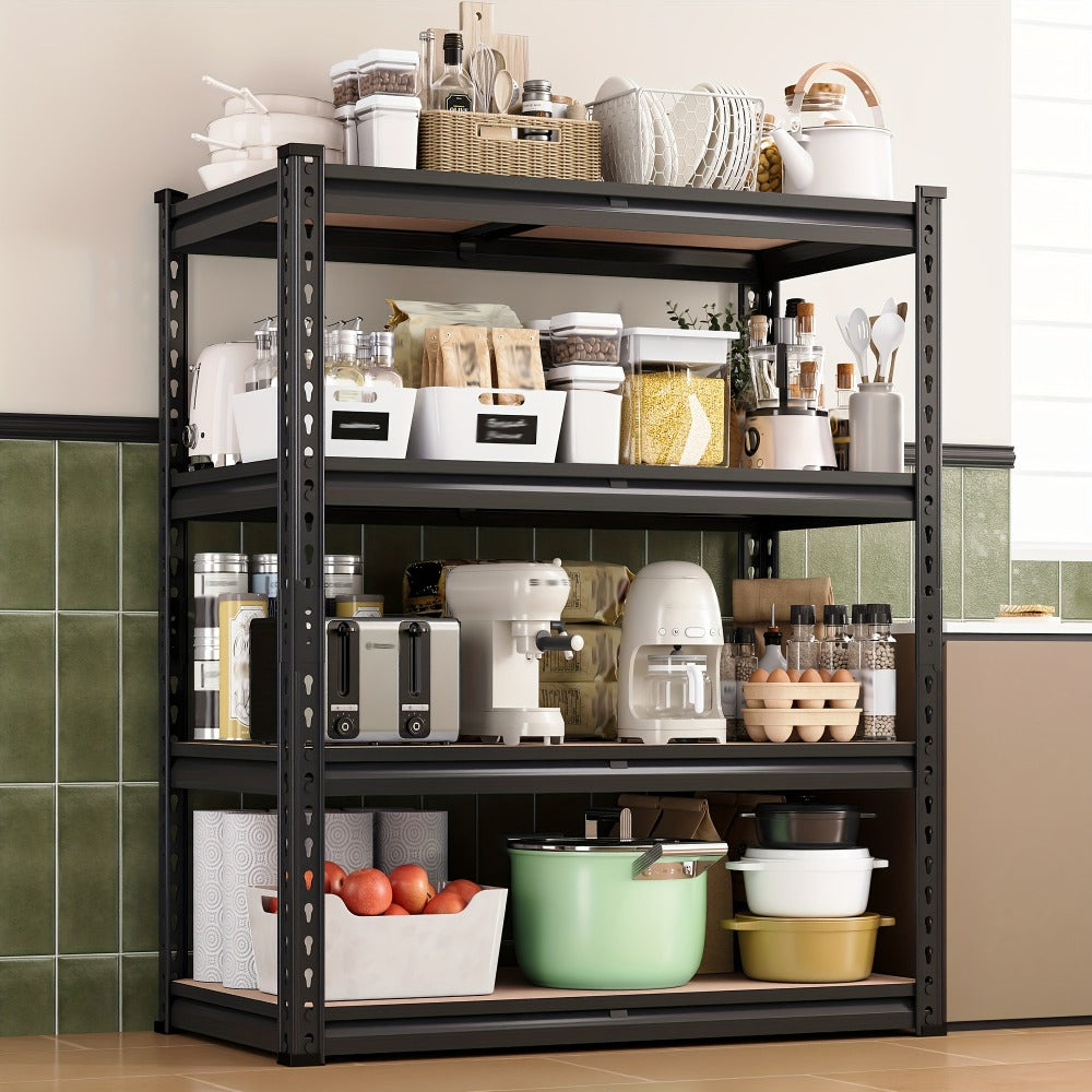 Garage Shelving 5-Tier Metal Storage Shelves Adjustable Steel Shelf Unit for Garage Basement Warehouse Easy Assembly Black Silver