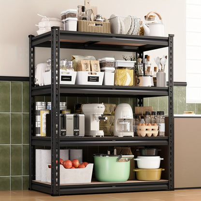 Garage Shelving 5-Tier Metal Storage Shelves Adjustable Steel Shelf Unit for Garage Basement Warehouse Easy Assembly Black Silver