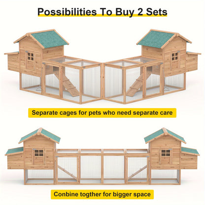 Outdoor Wooden Chicken Coop 80" – Backyard Hen House for 2-4 Chickens with Run Cage, Nesting Box & Ramp | Weather-Resistant Fir Wood Poultry