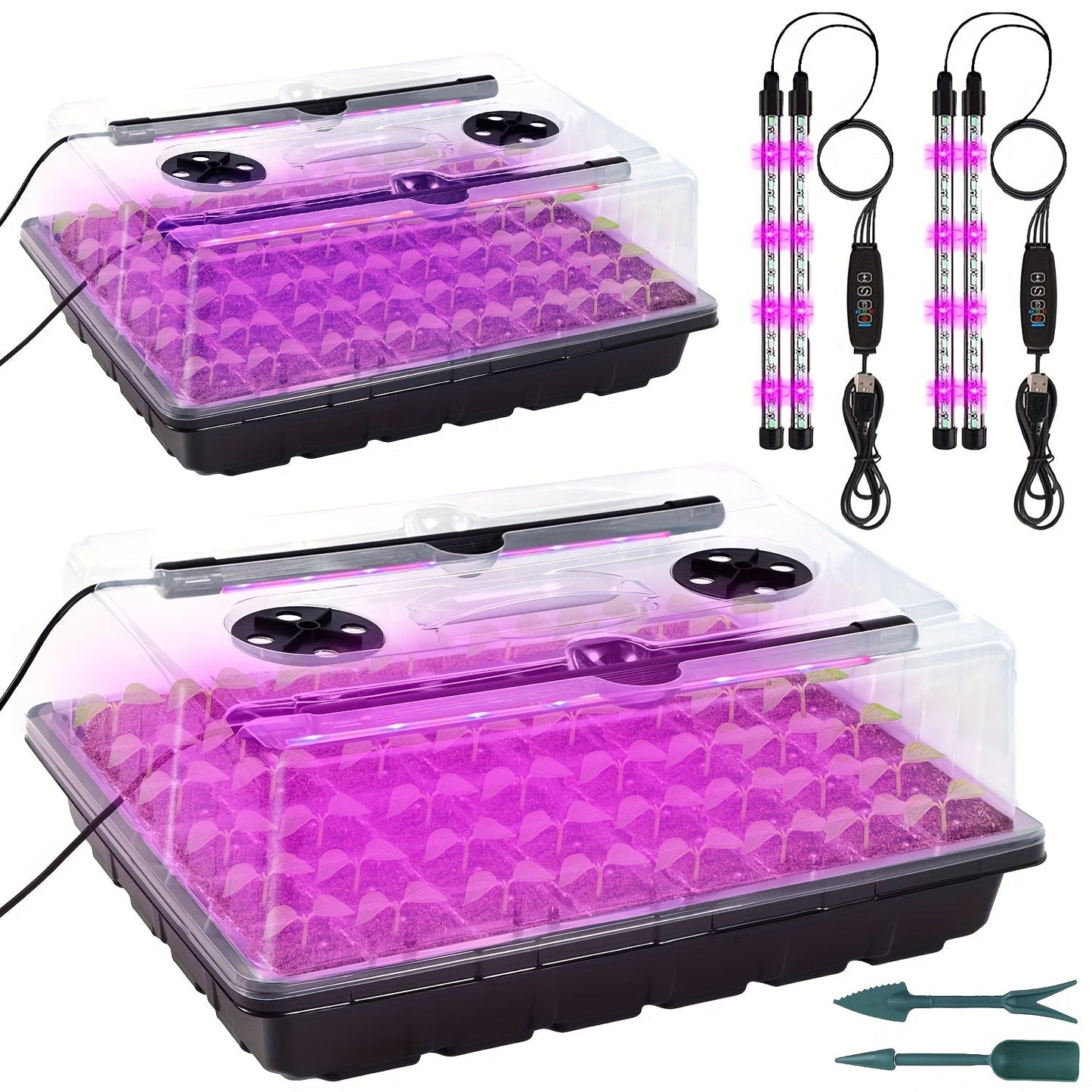 Seed Starter Tray with Grow Light 96 Cell Self-Watering, 10-Level Brightness & Timer, Humidity Dome