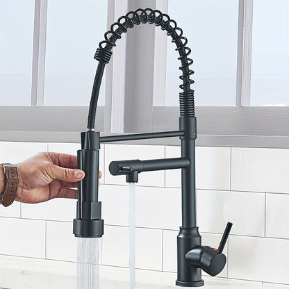 Kitchen Faucet with Pull Down Sprayer Single Handle Single Hole High Arc Spring Commercial Sink Faucet – 360° Swivel Splash-Proof Nozzle