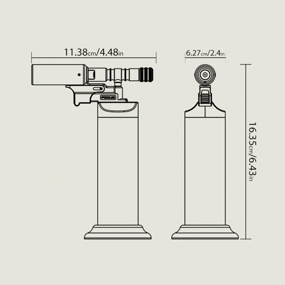 Culinary Stand Torch Lighter with Wide Stable Base, Horizontal Torch Head and Four Finishes