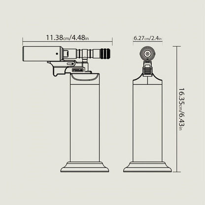 Culinary Stand Torch Lighter with Wide Stable Base, Horizontal Torch Head and Four Finishes