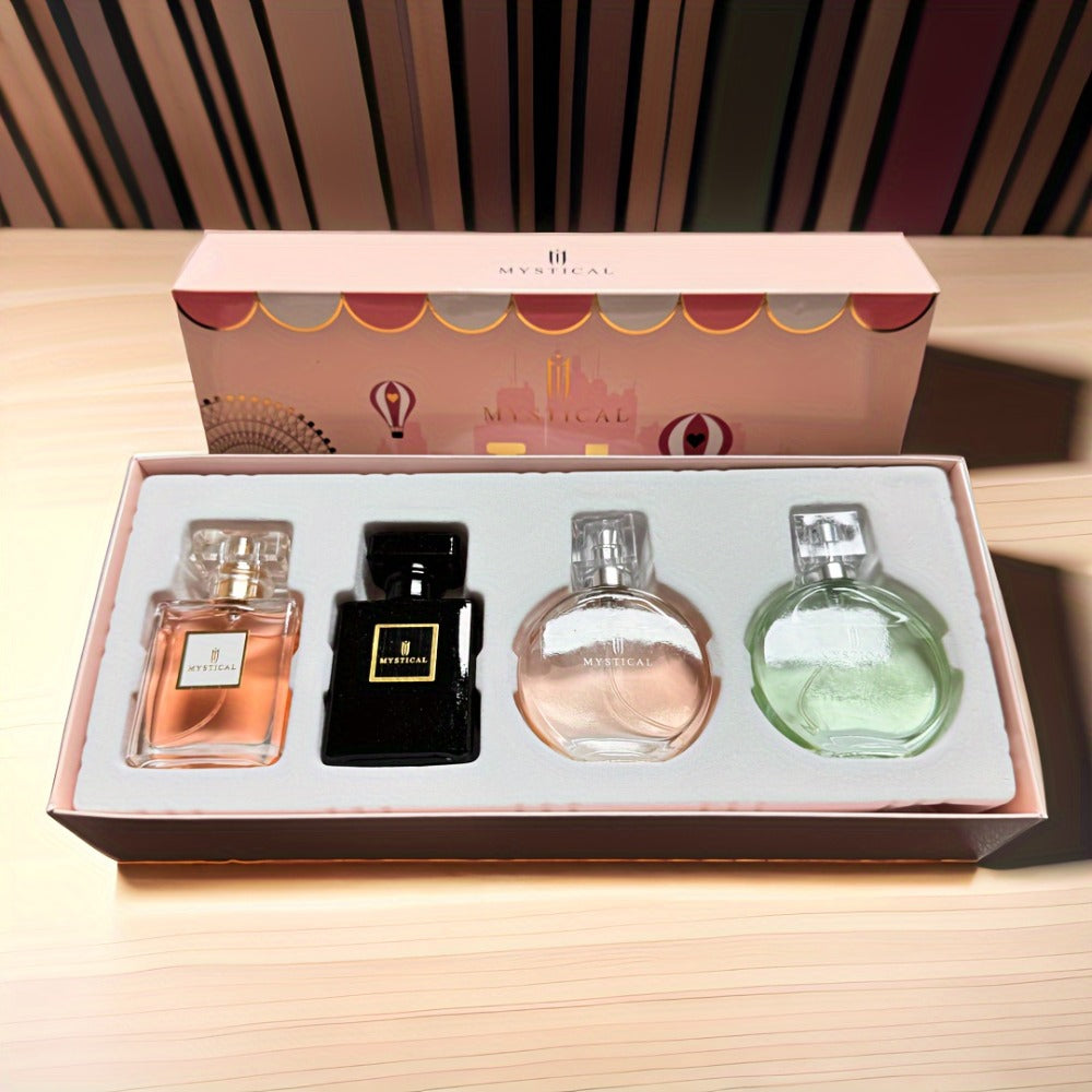 Perfume Gift Set for Women 4 Pieces – Mini Travel Fragrance Set Long Lasting, Unisex Cologne Spray Portable Gift Box for Mother's Day
