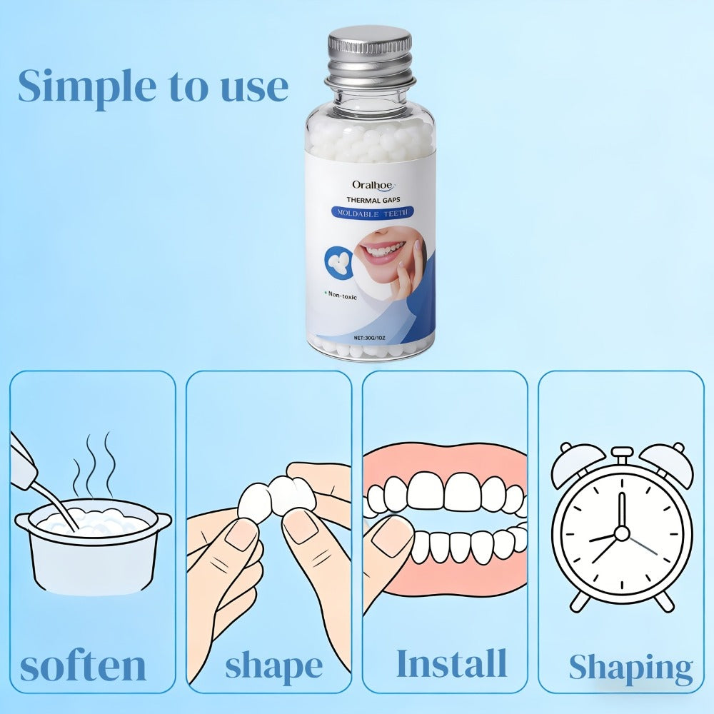Temporary False Tooth Kit DIY Cosmetic Dental Moldable Thermoplastic Realistic Fit for Missing Broken