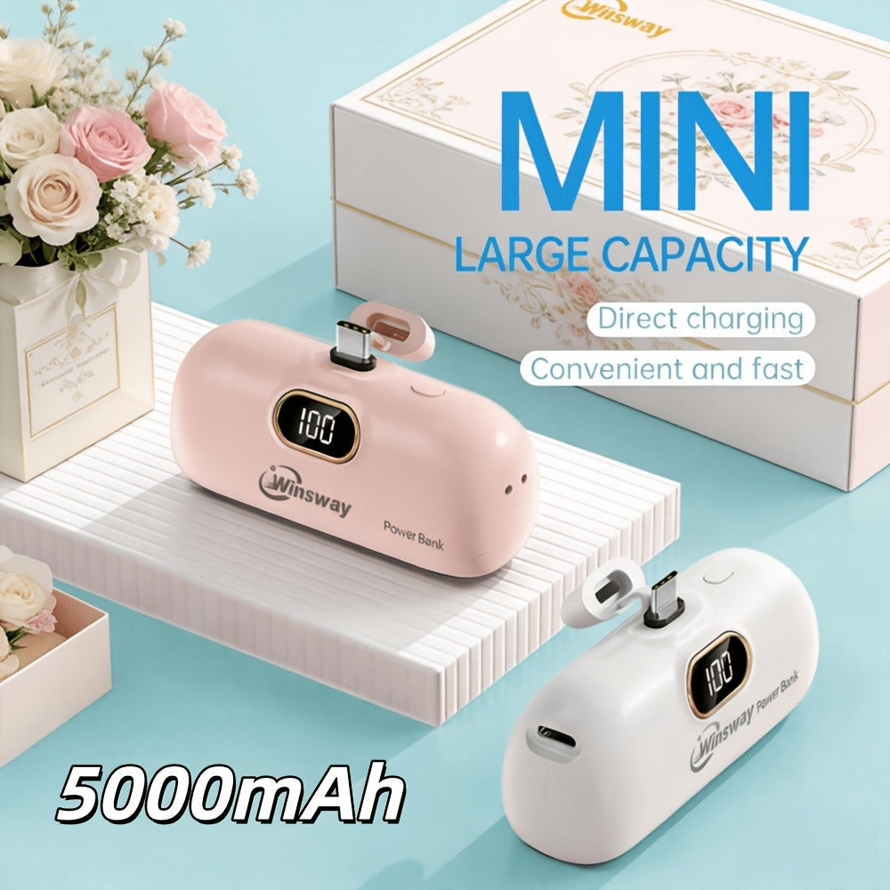 Winsway 5000mAh Mini Portable Charger Type-C Metal Plug with LED LCD Display for an Everyday Personal Care Routine