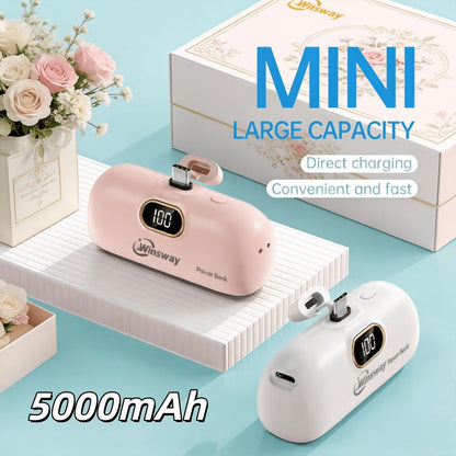 Winsway 5000mAh Mini Portable Charger Type-C Metal Plug with LED LCD Display for an Everyday Personal Care Routine