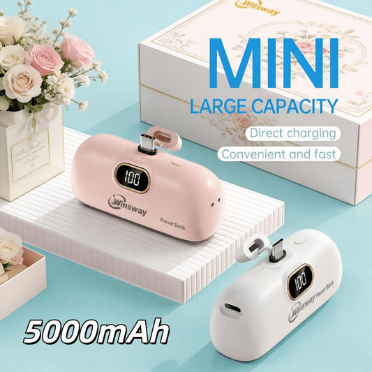 Winsway 5000mAh Mini Portable Charger Type-C Metal Plug with LED LCD Display for an Everyday Personal Care Routine