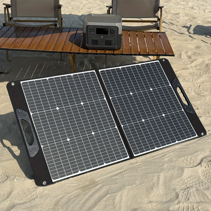 Foldable Solar Panel 200W 23.5% High Efficiency 20V Portable with 2 Brackets Solar Cable for Camping RV for Garden, Patio and Yard Use