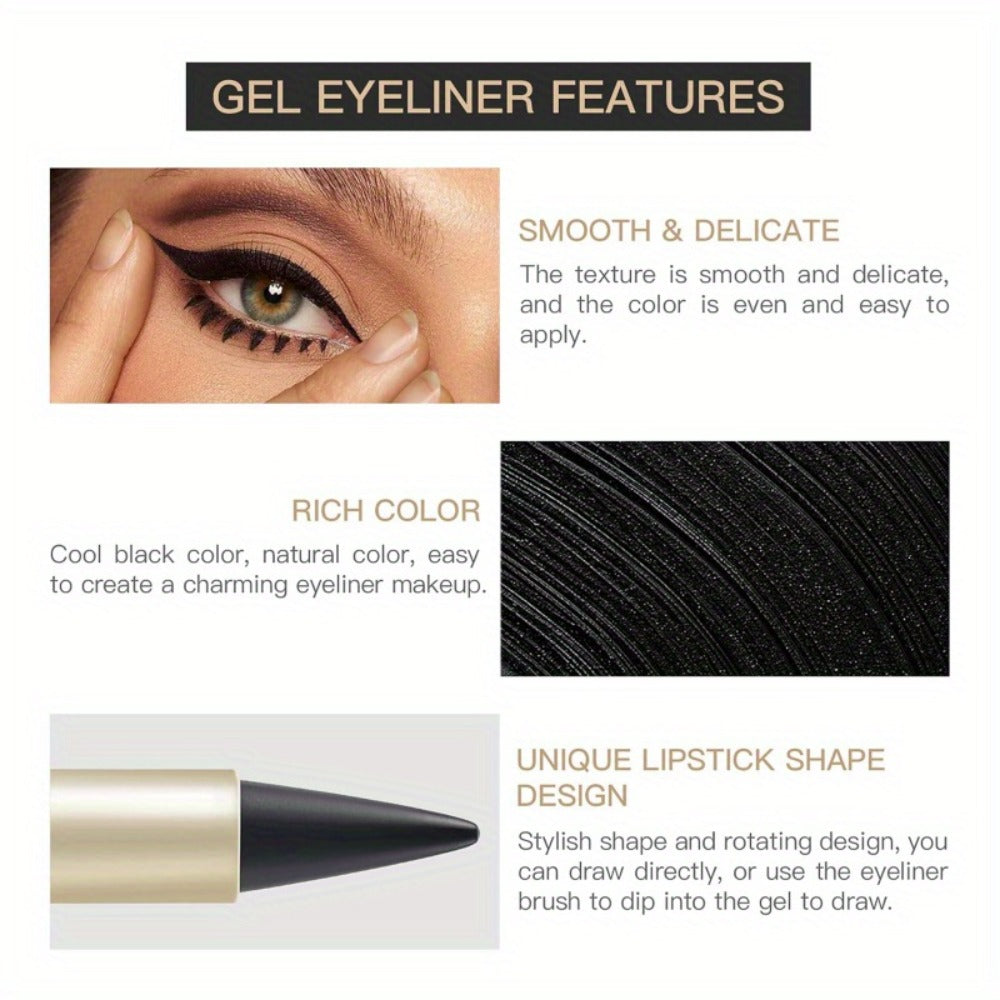 Waterproof Black Eyeliner Pencil Set 3pcs, for Makeup, Travel and Everyday Vanity Use, with the Listed Configuration