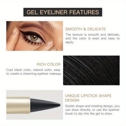 Waterproof Black Eyeliner Pencil Set 3pcs, for Makeup, Travel and Everyday Vanity Use, with the Listed Configuration
