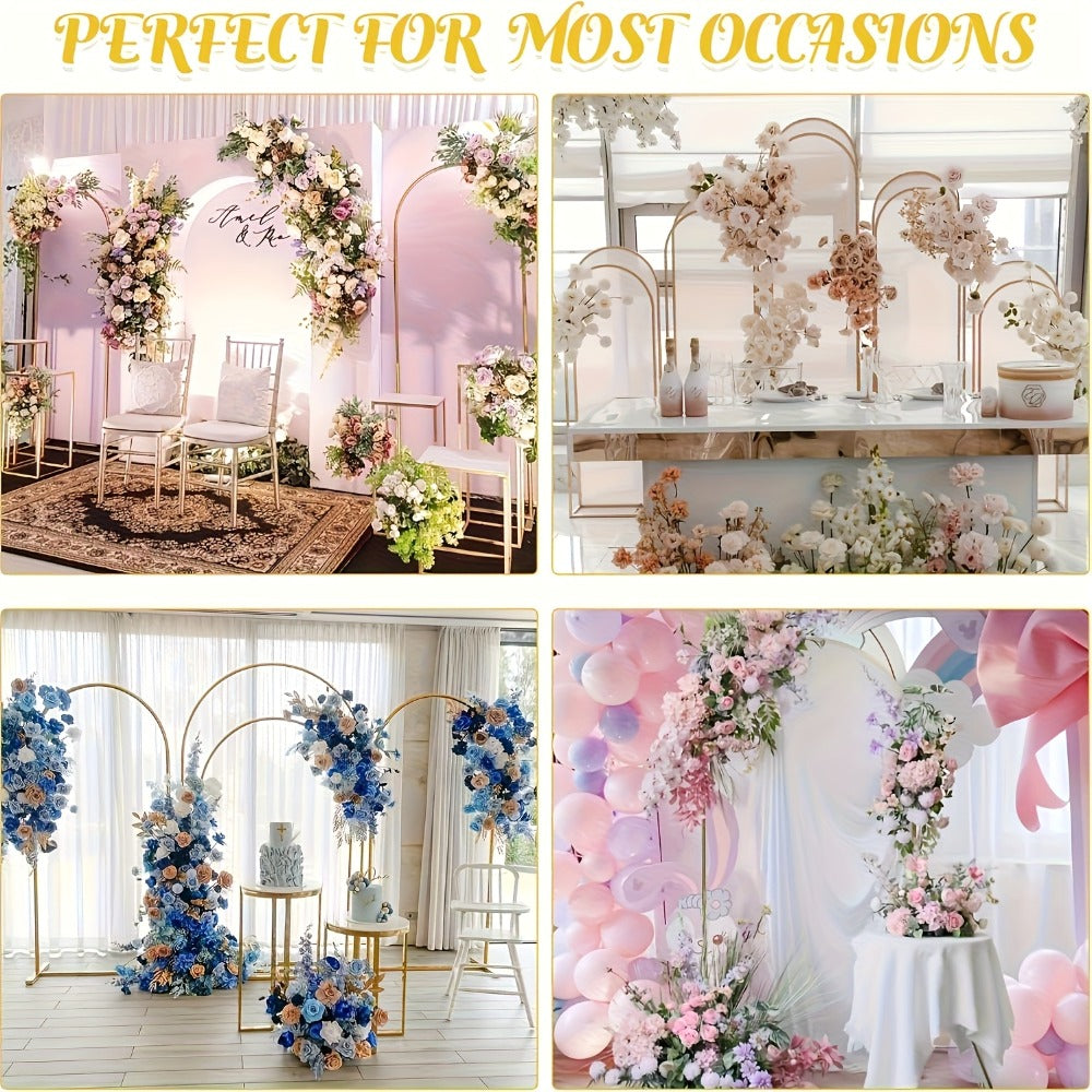 Metal Wedding Arch Backdrop Set 2pcs 7.2FT & 6FT - Balloon Flower Arch Frame for Weddings for Entryways, Bedrooms and Living Spaces