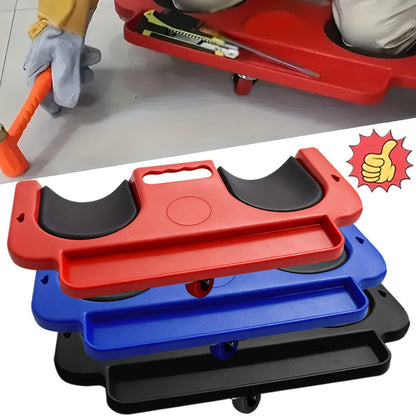 Rolling Knee Creeper Pad with Built-In Tool Tray – ABS High-Impact Frame, Cushioned Kneeling Pad for Car Repairs, Carpentry & Flooring