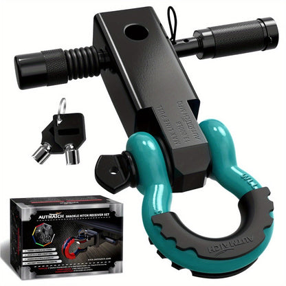 Shackle Hitch Receiver Kit 2 Inch – 45, 000 lbs Break Strength, Drop-Forged Steel, Lock Pin & D-Ring, Fits Truck RV ATV Boat, 8 Colors