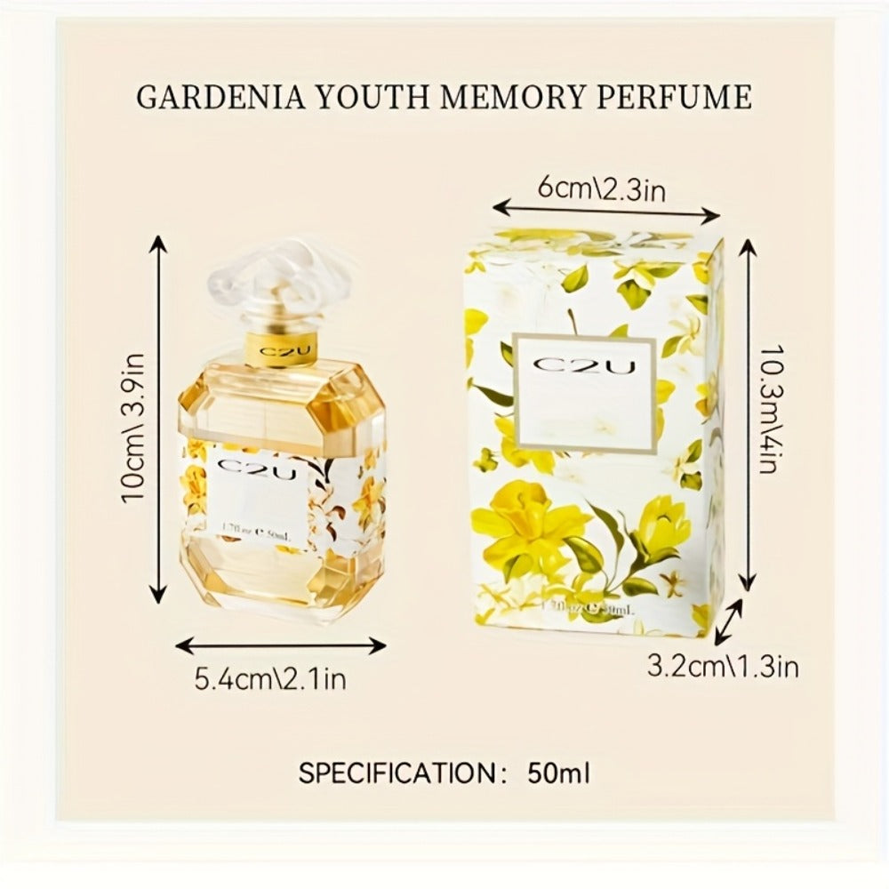 Eau de Toilette Gardenia Fragrance for Women 50ml Spray in Faceted Bottle and Floral Boxed Presentation