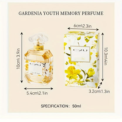 Eau de Toilette Gardenia Fragrance for Women 50ml Spray in Faceted Bottle and Floral Boxed Presentation