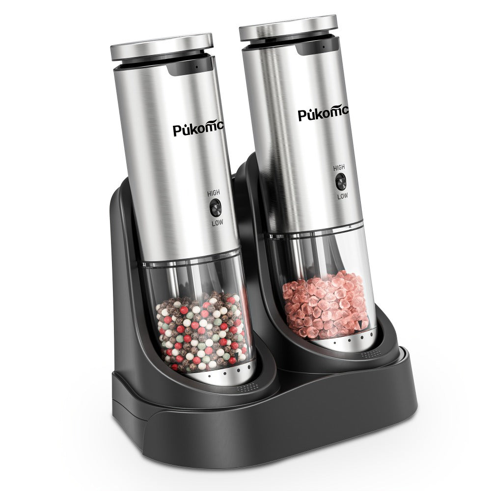 Electric Pepper Grinder Set USB-C Rechargeable with LED Light Ceramic Core Adjustable for Grilling, Camping and Outdoor Meals
