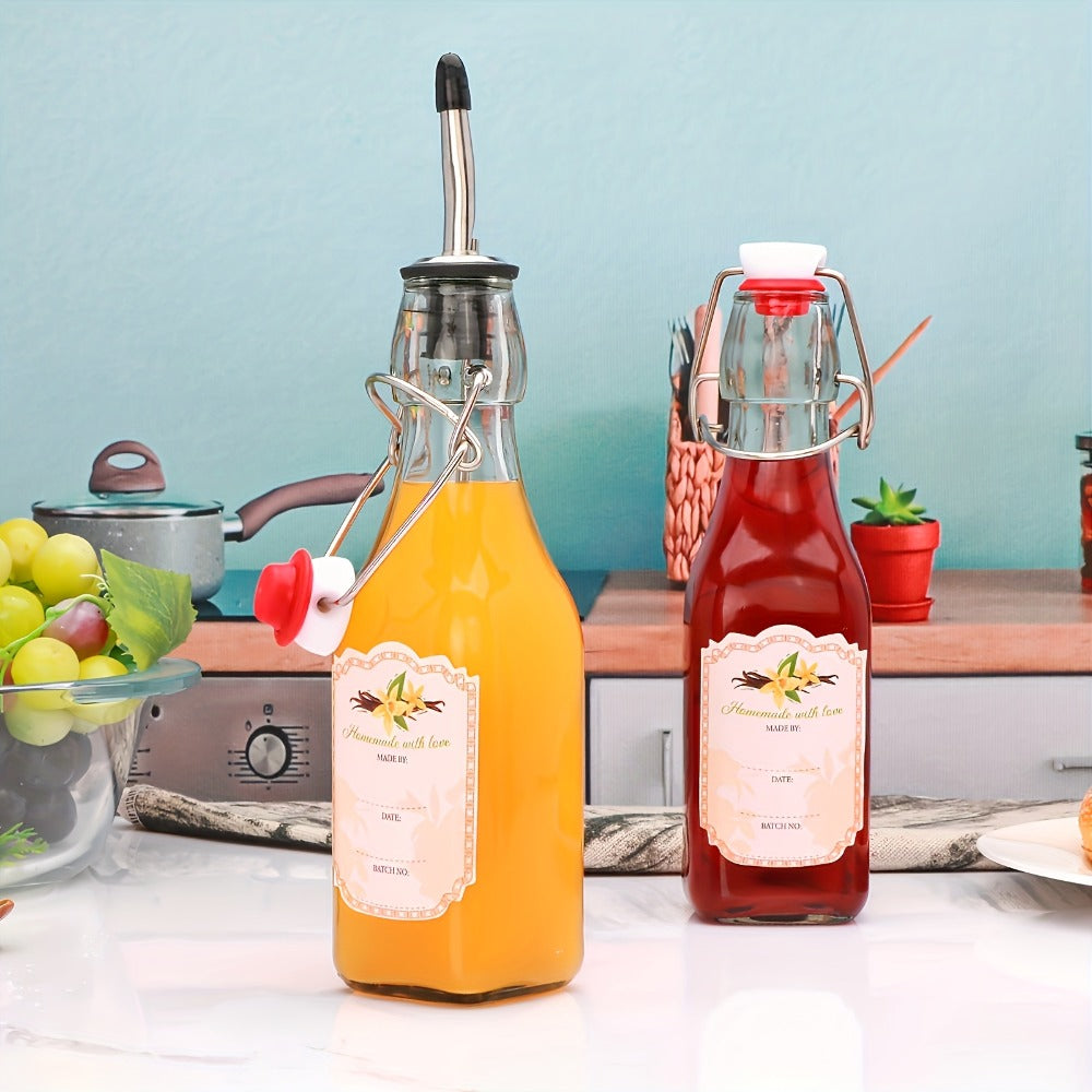 Glass Bottle Set Kitchen Organizer 8 oz Clear Swing-Top Bottles in 6-, 9- or 12-Piece Packs