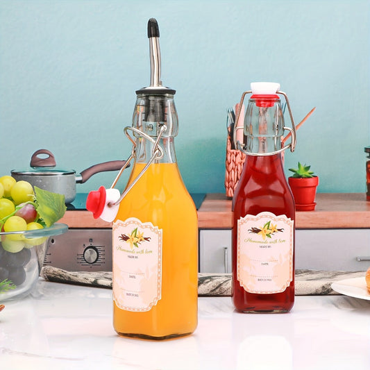Glass Bottle Set Kitchen Organizer 8 oz Clear Swing-Top Bottles in 6-, 9- or 12-Piece Packs