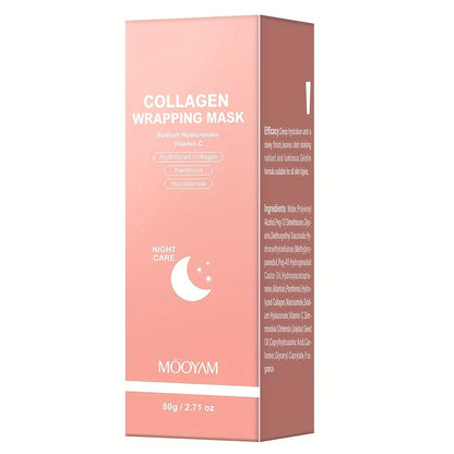 Collagen Night Mask Korean Skincare, Gel Face Mask with Applicator Brush, Hydrolyzed Collagen, Niacinamide