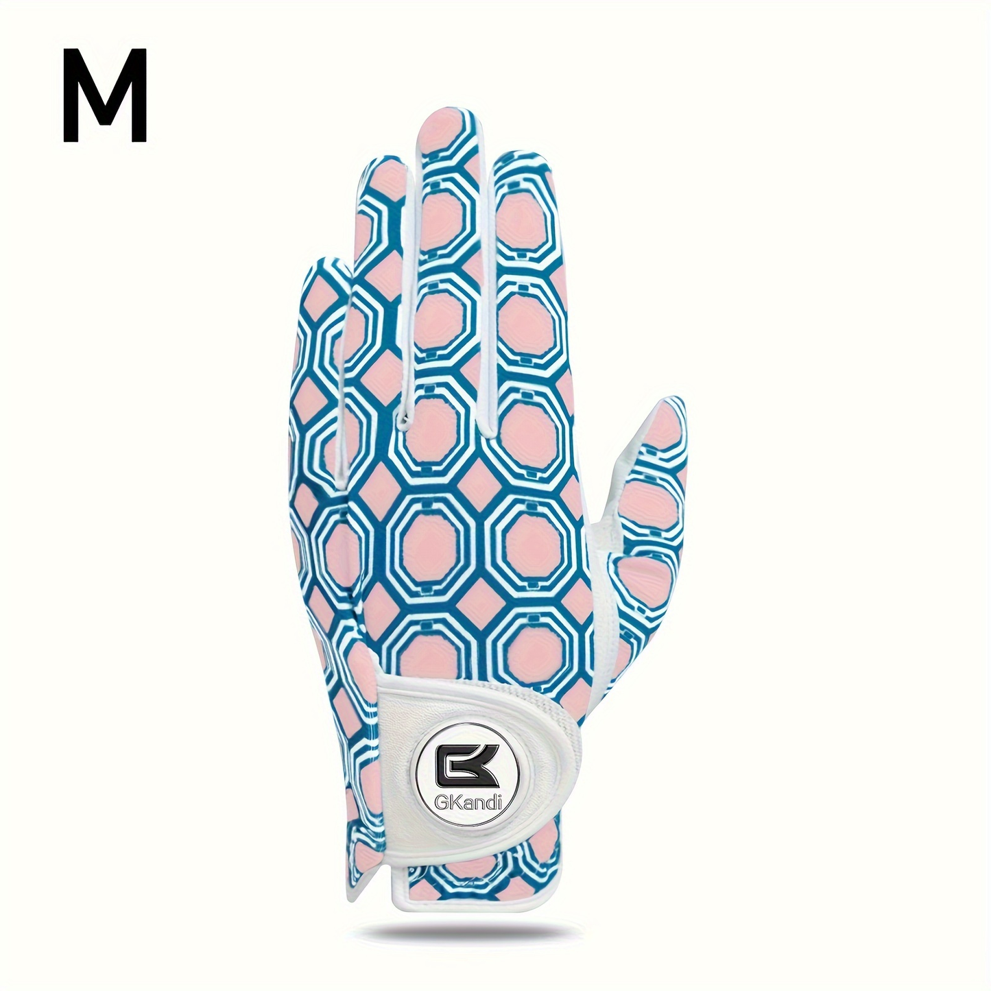 Women's Golf Gloves Left Hand with Ball Marker – All-Weather Grip Leather Golf Glove for Ladies Right-Handed Golfers, Colorful Design