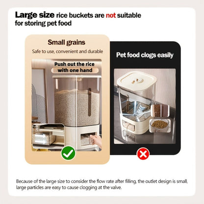 Airtight Rice Container with Measuring Cup, Large Moisture-Proof Rice Dispenser for Rice, Grains